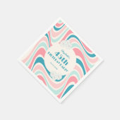 Retro Wave Bloem Roze Groen Verjaardag Servet (Hoek)