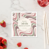 Retro Wave Bloem Sage Bruin Perzik Verjaardag Servet (Insitu)