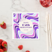 Retro Wave Bloem Violet Blauw Verjaardag Servet (Insitu)