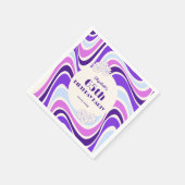 Retro Wave Bloem Violet Blauw Verjaardag Servet (Hoek)