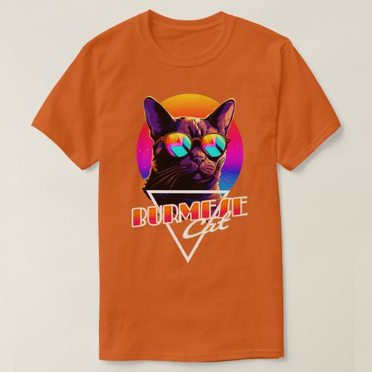 Retro Wave Burmese Cat Miami Shirt (Design voorkant)