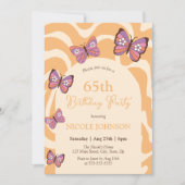 Retro Wave Butterfly Peach Sinaasappel Verjaardag Kaart (Voorkant)