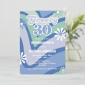 Retro Wave Daisies Groovy 30e blauwe verjaardag Kaart (Staand voorkant)