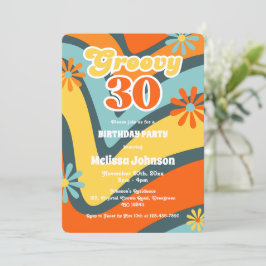 Retro Wave Daisies Groovy 30e groene verjaardag Kaart