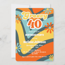 Retro Wave Daisies Groovy 40e groene verjaardag Kaart