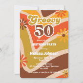 Retro Wave Daisies Groovy 50e verjaardag Kaart (Voorkant)