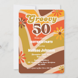 Retro Wave Daisies Groovy 50e verjaardag Kaart