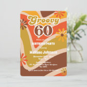 Retro Wave Daisies Groovy 60e verjaardag Kaart (Staand voorkant)