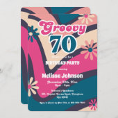 Retro Wave Daisies Groovy 70e Bubblegum Verjaardag Kaart (Voorkant / Achterkant)