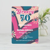 Retro Wave Daisies Groovy 70e Bubblegum Verjaardag Kaart (Staand voorkant)