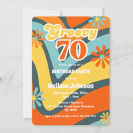 Retro Wave Daisies Groovy 70e groene verjaardag Kaart