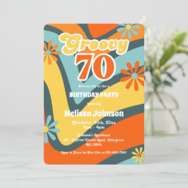 Retro Wave Daisies Groovy 70e groene verjaardag Kaart
