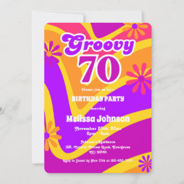 Retro Wave Daisies Groovy 70e Oranje verjaardag Kaart