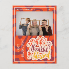 Retro Wave Dankbaar Dankbaar Gezegend Foto  Briefkaart