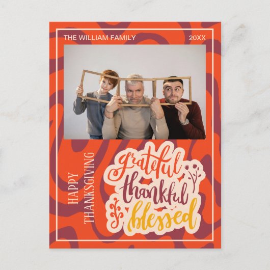 Retro Wave Dankbaar Dankbaar Gezegend Foto  Briefkaart (Voorkant)