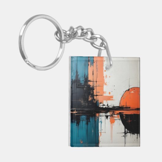 Retro Wave Design 02 Acryl Sleutelhanger (Voorkant Links)