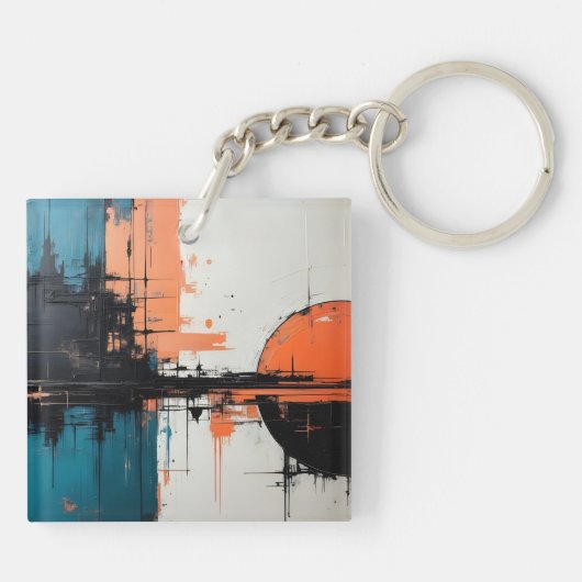 Retro Wave Design 02 Acryl Sleutelhanger (Achterkant)