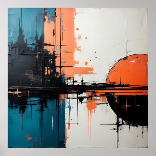 Retro Wave Design 02 Vierkant Poster (Voorkant)