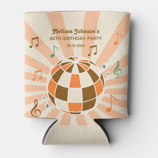 Retro Wave Disco Ball Musical Sinaasappel Verjaard Blikjeskoeler (Voorkant)