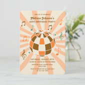 Retro Wave Disco Ball Musical Sinaasappel Verjaard Kaart (Staand voorkant)