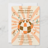 Retro Wave Disco Ball Musical Sinaasappel Verjaard Kaart (Voorkant)