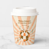 Retro Wave Disco Ball Musical Sinaasappel Verjaard Papieren Bekers (Achterkant)