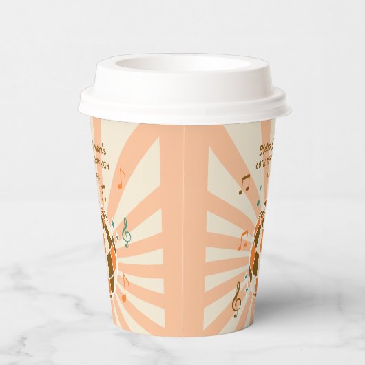 Retro Wave Disco Ball Musical Sinaasappel Verjaard Papieren Bekers (Rechts)