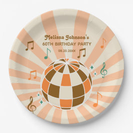 Retro Wave Disco Ball Musical Sinaasappel Verjaard Papieren Bordje