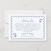 Retro Wave Doodle Handgeschreven Bruiloft Details  RSVP Kaartje (Voorkant)