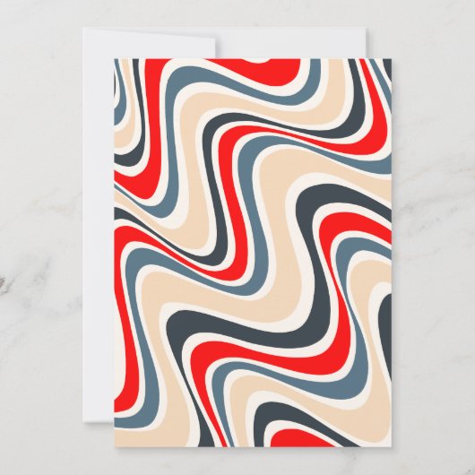 Retro Wave Flower Arch Grijs Rood Verjaardag Kaart (Achterkant)
