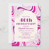 Retro Wave Flower Arch Paarse Roze Verjaardag Kaart (Voorkant)