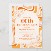 Retro Wave Flower Arch Sinaasappel Perzik Verjaard Kaart (Voorkant)