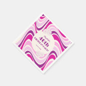 Retro Wave Flower Paarse Roze Verjaardag Servet (Hoek)