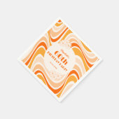 Retro Wave Flower Sinaasappel Peach Verjaardag Servet (Hoek)