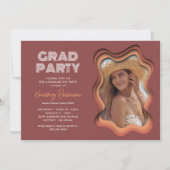 Retro Wave Foto Afstudeerfeest Kaart (Voorkant)