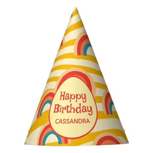 Retro Wave Funky Rainbow Groovy Kleurrijke Party P Feesthoedjes (Voorkant)