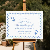 Retro Wave Geïllustreerde Doodle Bruiloft Welkomst Poster