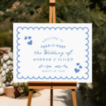 Retro Wave Geïllustreerde Doodle Bruiloft Welkomst