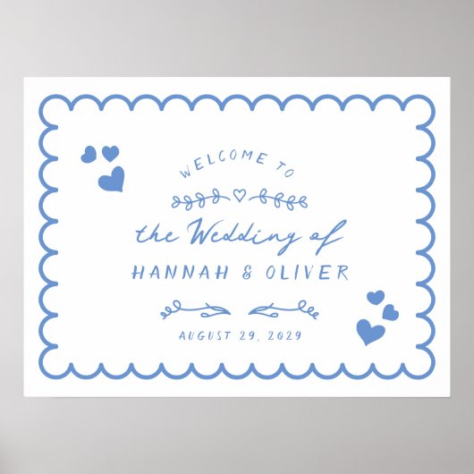 Retro Wave Geïllustreerde Doodle Bruiloft Welkomst Poster (Voorkant)