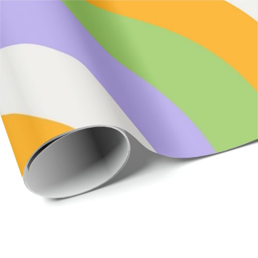 Retro Wave Groovy Curl Layer Abstract Y2K-patroon Cadeaupapier (Rol Hoek)