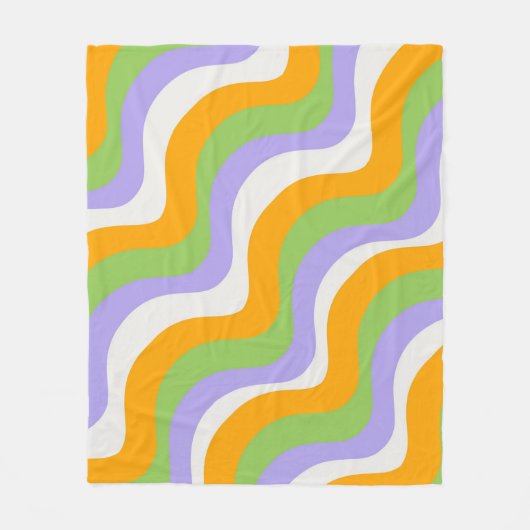 Retro Wave Groovy Curl Layer Abstract Y2K-patroon Fleece Deken (Voorkant)