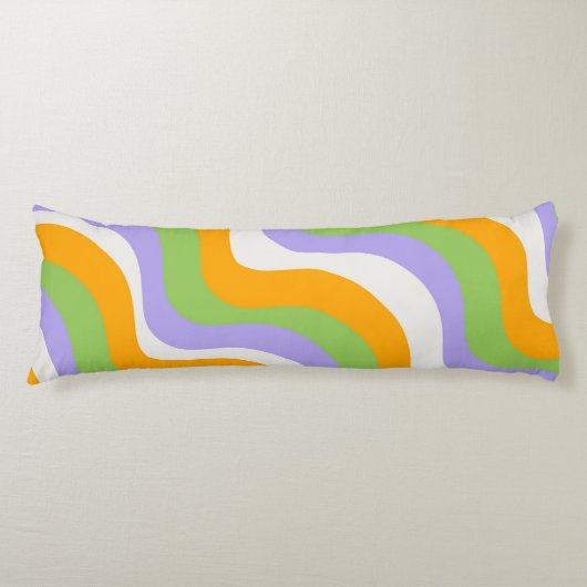 Retro Wave Groovy Curl Layer Abstract Y2K-patroon Lichaamskussen (Voorkant)