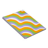 Retro Wave Groovy Curl Layer Abstract Y2K-patroon Notitieboek (Rechterzijde)