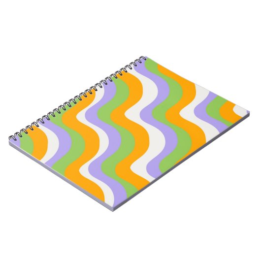 Retro Wave Groovy Curl Layer Abstract Y2K-patroon Notitieboek (Linkerzijde)