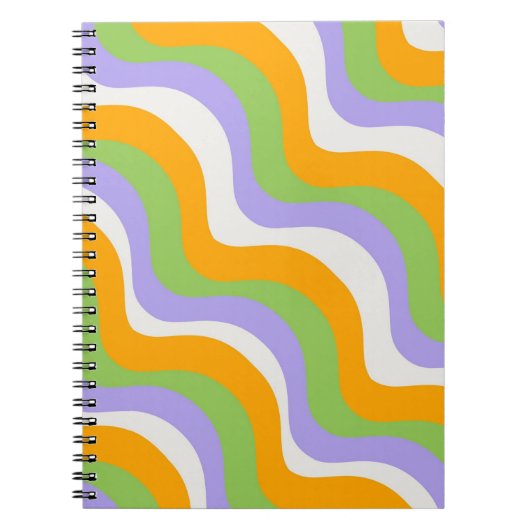 Retro Wave Groovy Curl Layer Abstract Y2K-patroon Notitieboek (Voorkant)