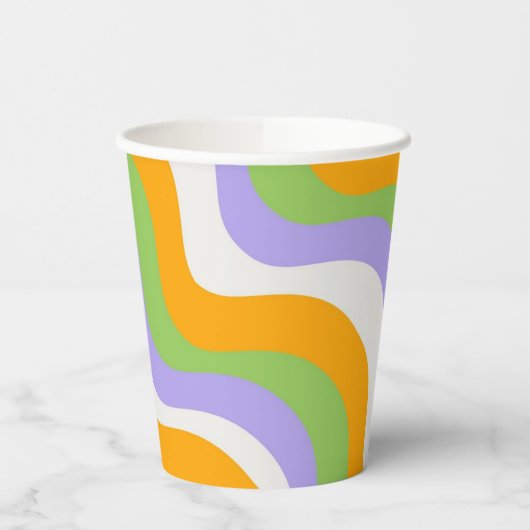 Retro Wave Groovy Curl Layer Abstract Y2K-patroon Papieren Bekers (Links)