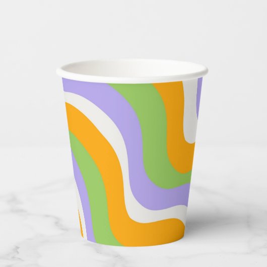 Retro Wave Groovy Curl Layer Abstract Y2K-patroon Papieren Bekers (Voorkant)