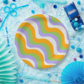 Retro Wave Groovy Curl Layer Abstract Y2K-patroon Papieren Bordje (Feest)
