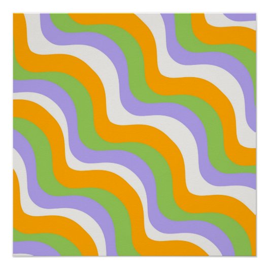 Retro Wave Groovy Curl Layer Abstract Y2K-patroon Perfect Poster (Voorkant)