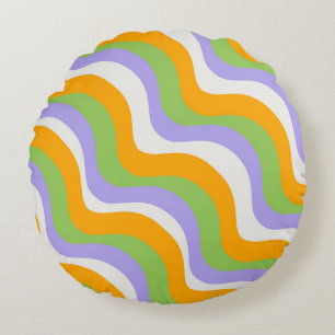 Retro Wave Groovy Curl Layer Abstract Y2K-patroon Rond Kussen